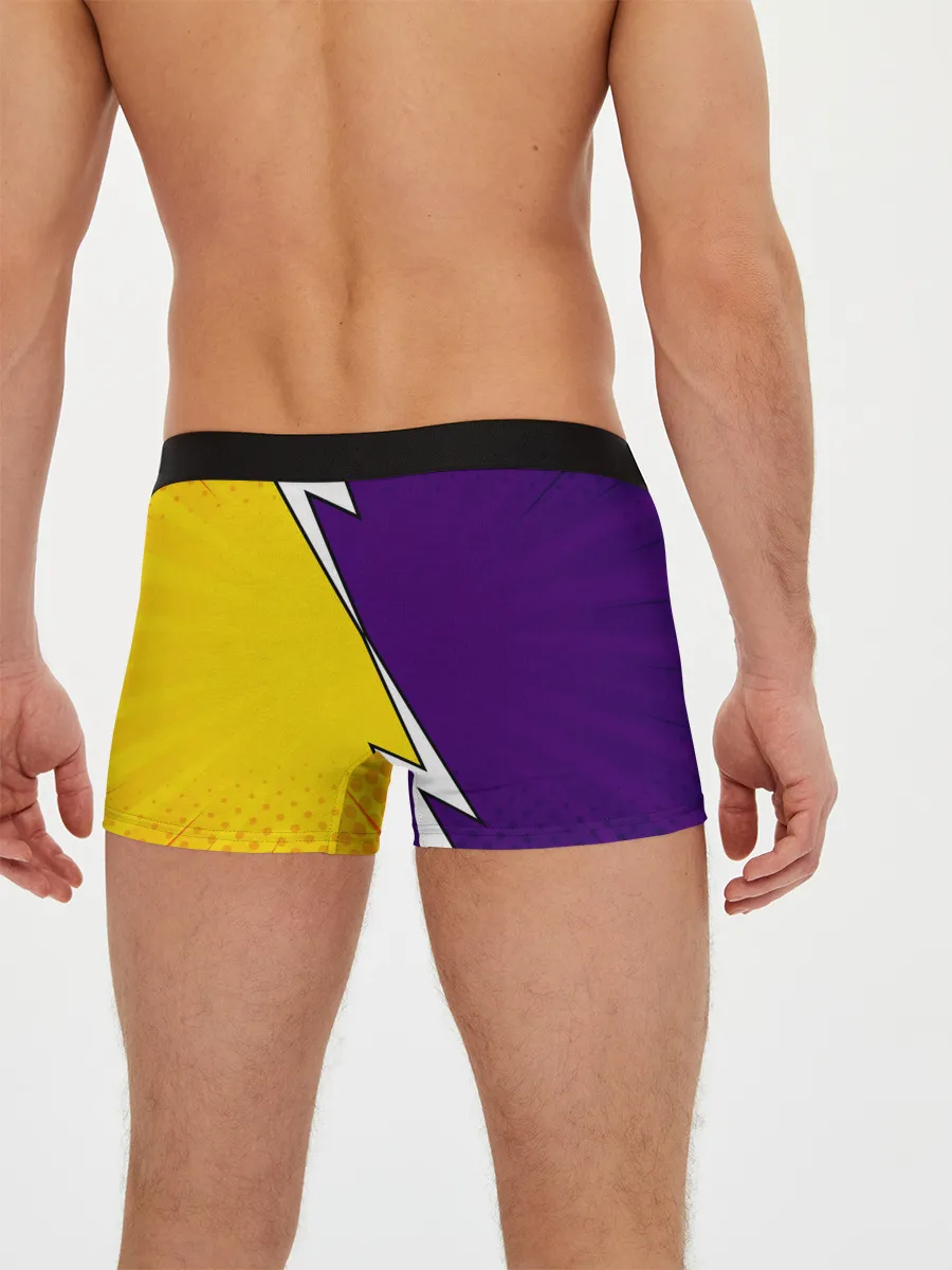 Мужские трусы боксеры / Чёрный Аста фиолетовый/желтый