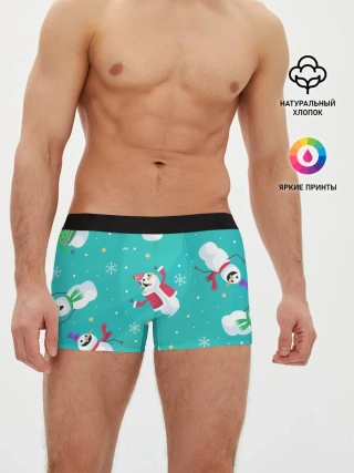 Мужские трусы боксеры / РазНые Снеговики