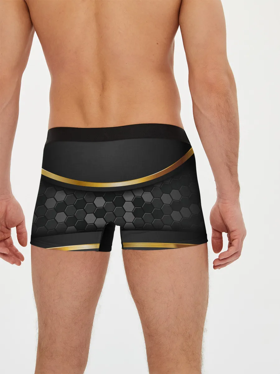 Мужские трусы боксеры / 3D ТЕМНАЯ БРОНЯ С ЗОЛОТОМ