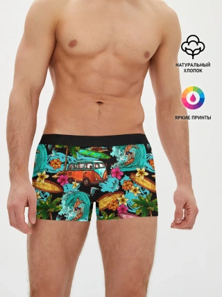 Мужские трусы боксеры / Пальмы, волны, серфинг