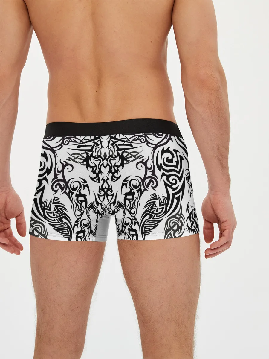 Мужские трусы боксеры / ТАТУ ЧЕРНО БЕЛОЕ УЗОР