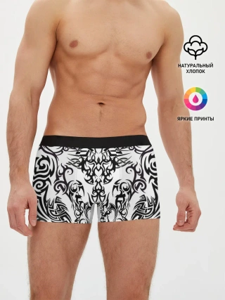 Мужские трусы боксеры / ТАТУ ЧЕРНО БЕЛОЕ УЗОР