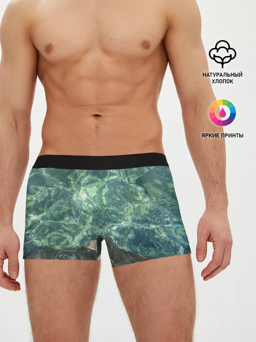 Мужские трусы боксеры / Морская вода с камнями