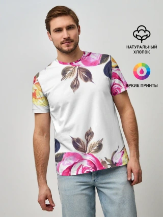 Мужская базовая футболка / Розы