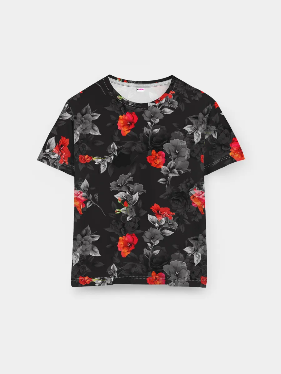 Мужская базовая футболка / Красные цветы