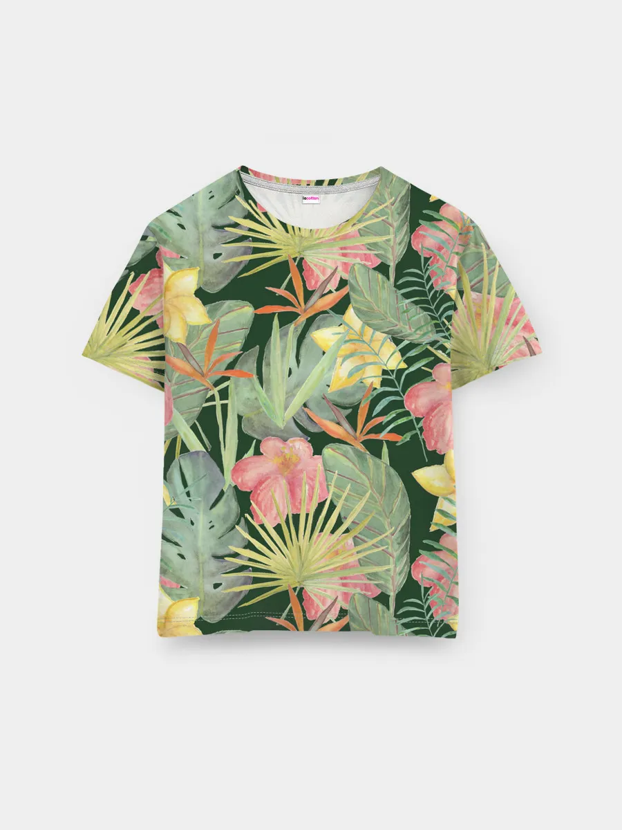 Мужская базовая футболка / Тропические растения и цветы