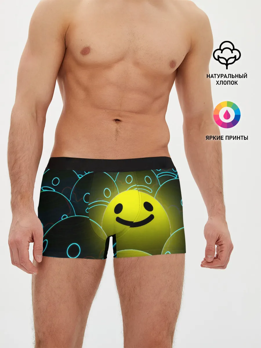 Мужские трусы боксеры / НЕОНОВЫЕ СМАЙЛЫ