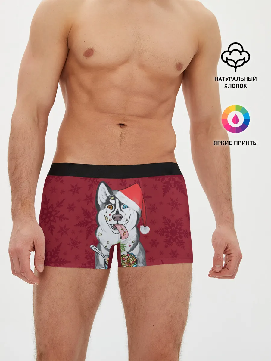 Мужские трусы боксеры / Christmas Husky