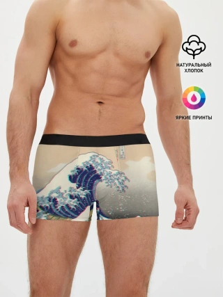 Мужские трусы боксеры / Kanagawa Wave Glitch Art