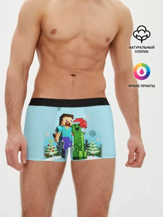 Мужские трусы боксеры / MINECRAFT НОВОГОДНИЙ