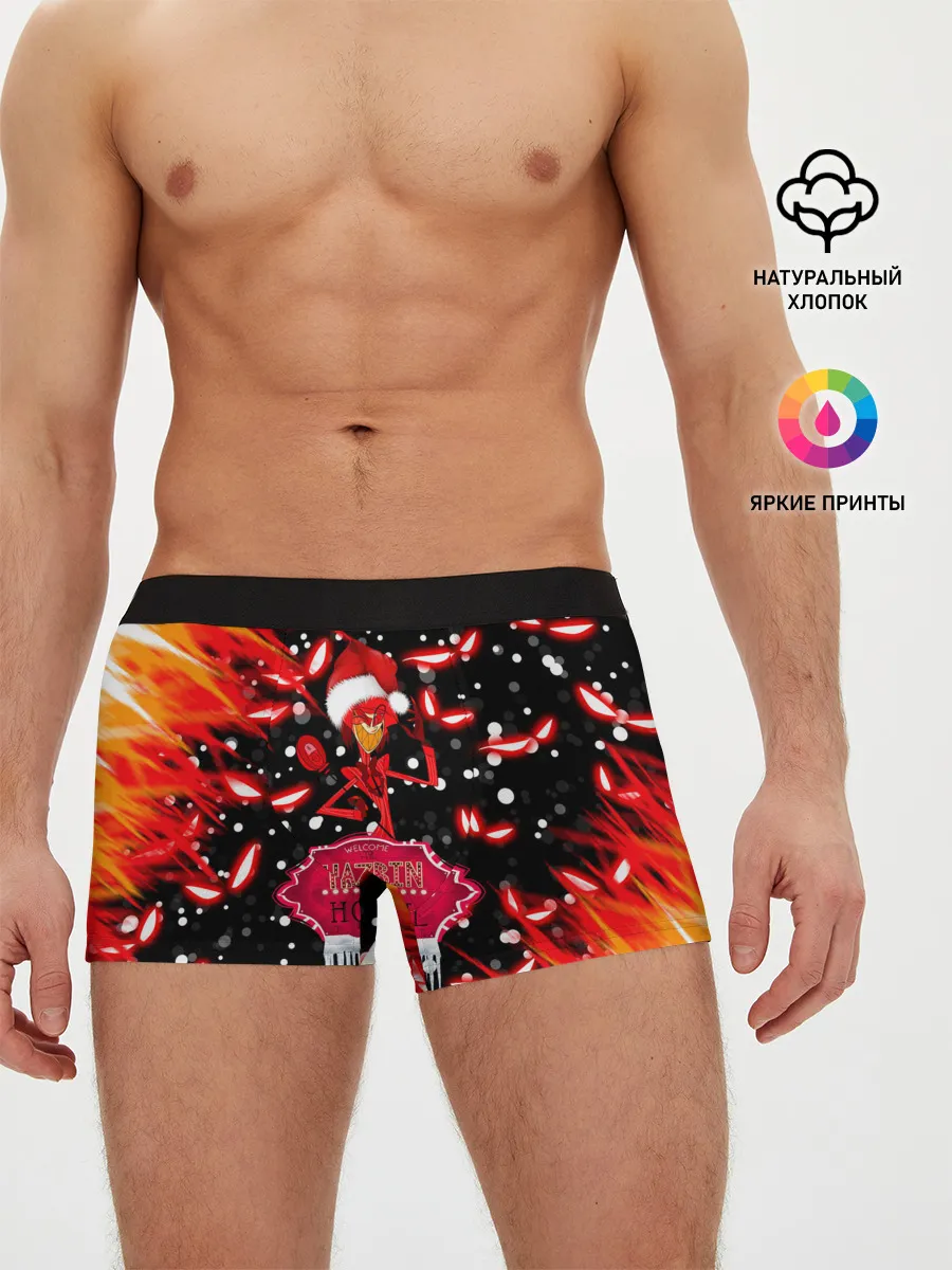 Мужские трусы боксеры / HAZBIN HOTEL НОВОГОДНИЙ.