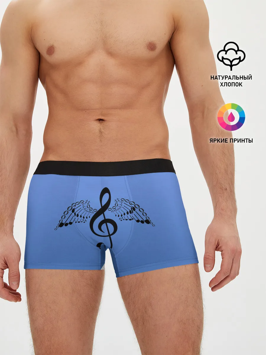 Мужские трусы боксеры / Скрипичный ключ и крылья ноты