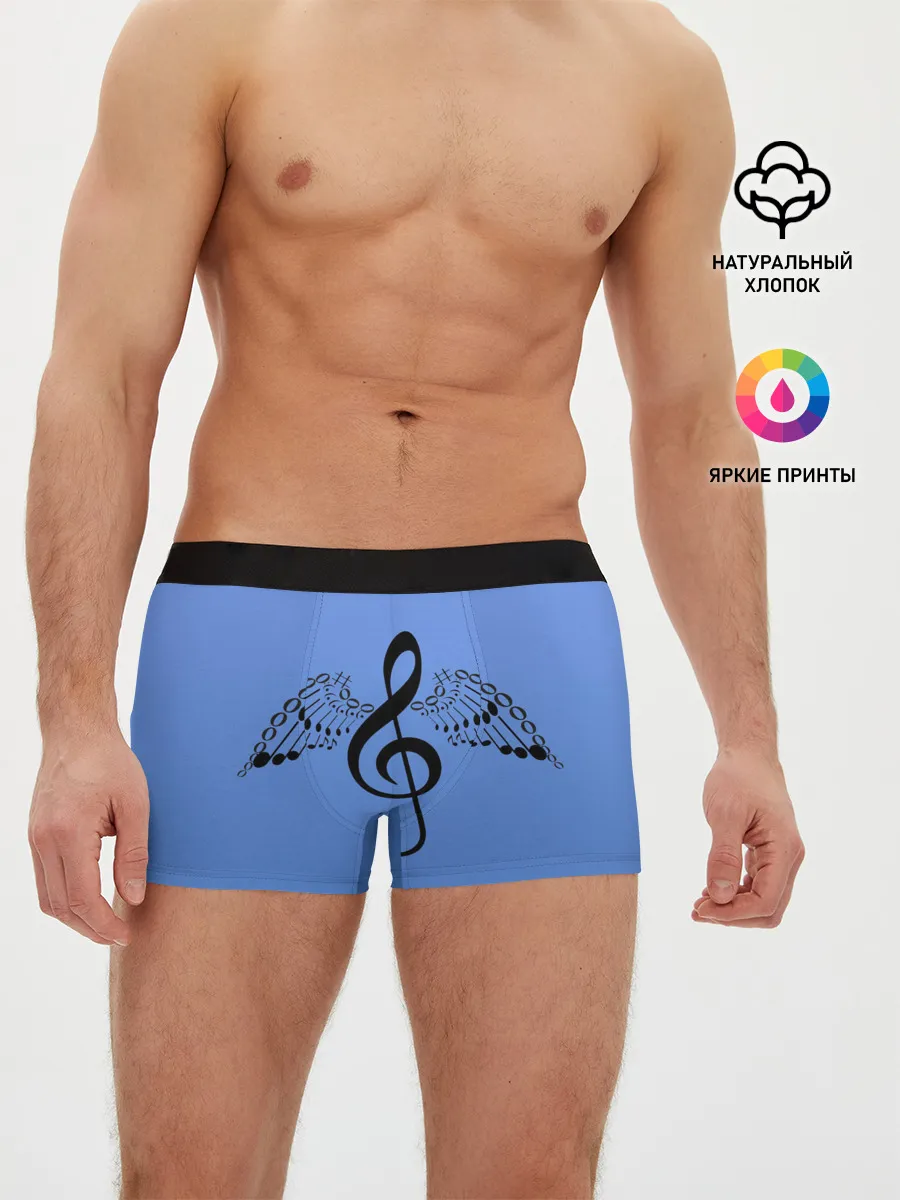 Мужские трусы боксеры / Скрипичный ключ и крылья ноты