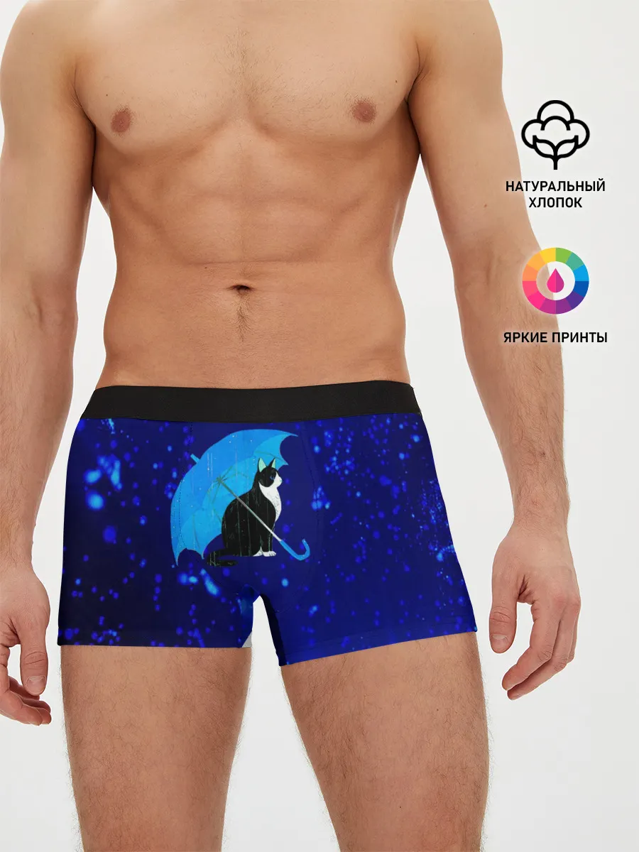 Мужские трусы боксеры / Котик под Дождем