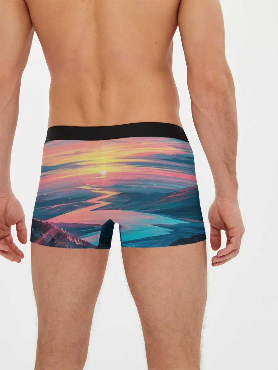 Мужские трусы боксеры / Извилистая река закат природа