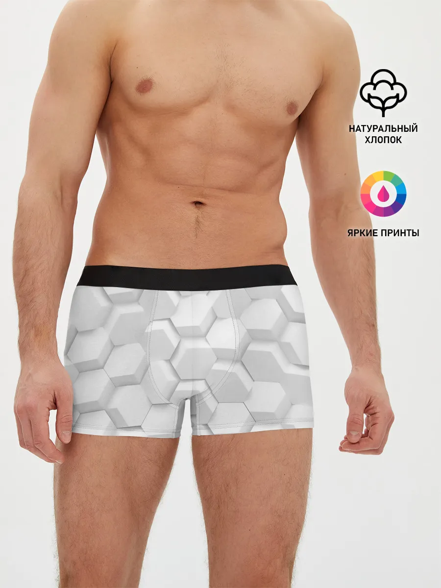 Мужские трусы боксеры / 3D WHITE