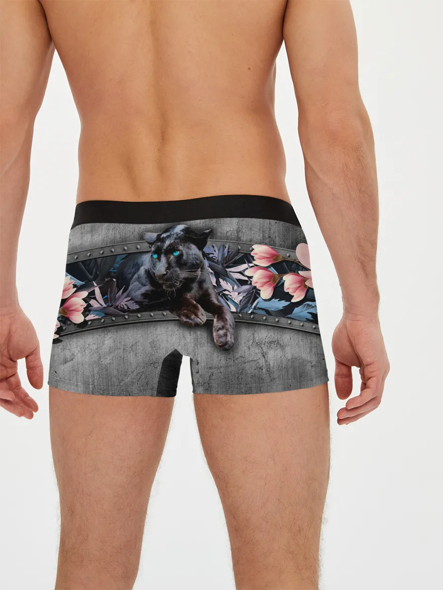 Мужские трусы боксеры / Пантера и цветы