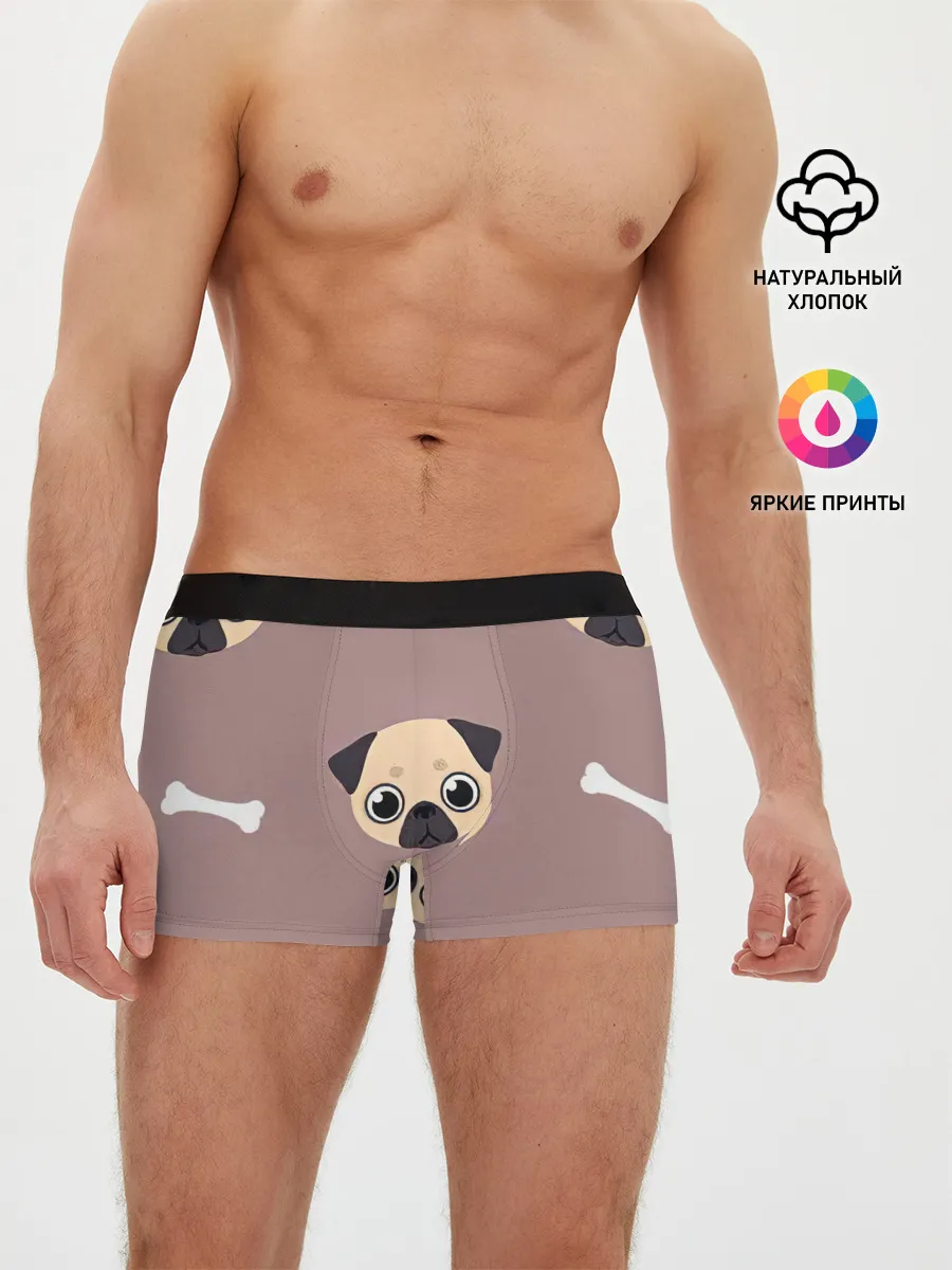 Мужские трусы боксеры / Мопсины мордашки