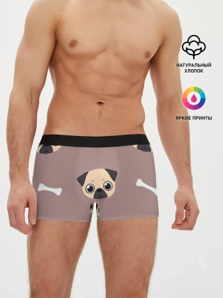 Мужские трусы боксеры / Мопсины мордашки
