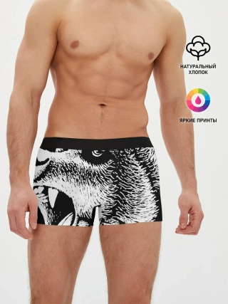 Мужские трусы боксеры / Черный медведь