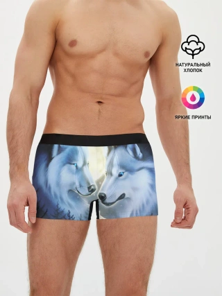 Мужские трусы боксеры / ВОЛК В НОЧИ