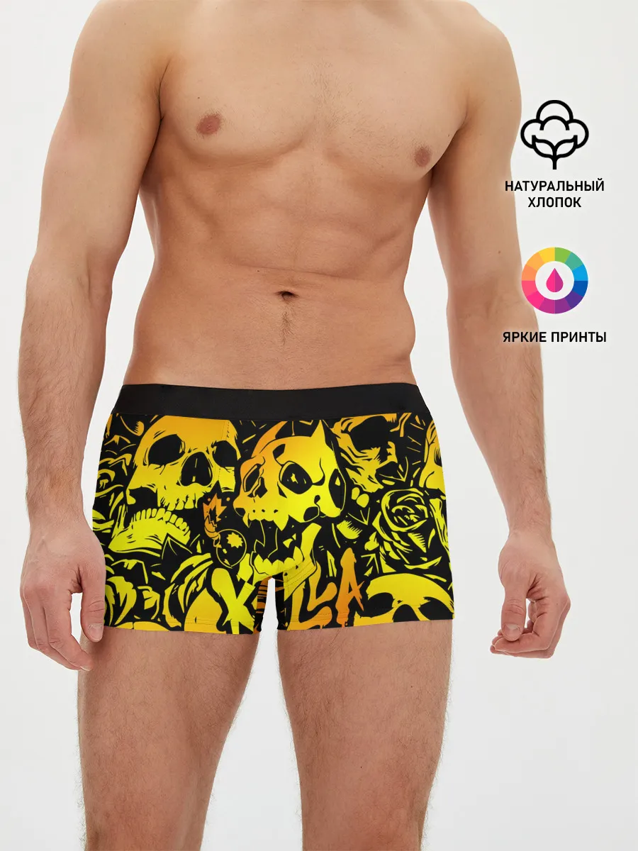 Мужские трусы боксеры / KILLA оранжевые черепа