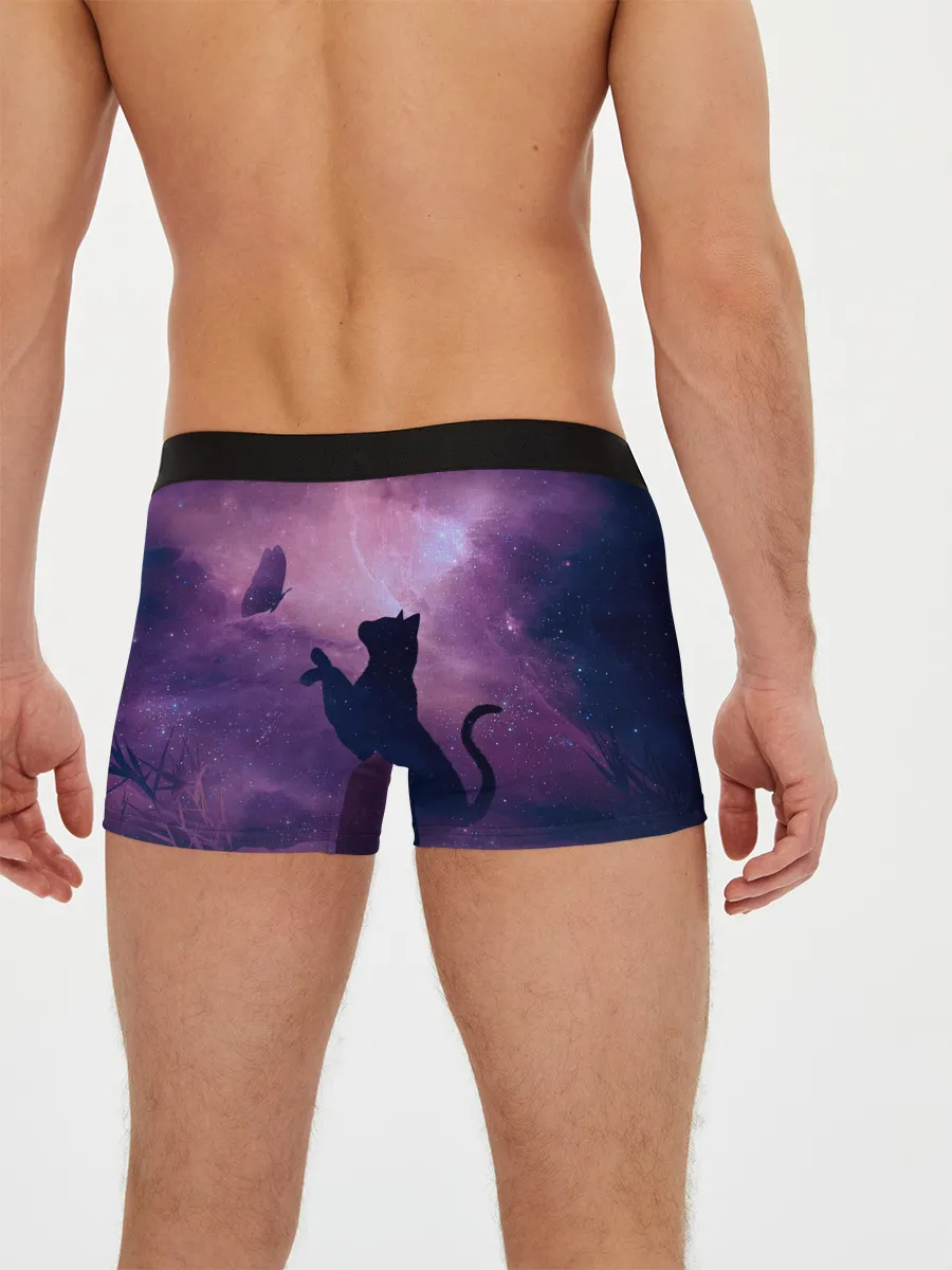 Мужские трусы боксеры / Кошка играет с бабочкой