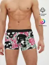 Мужские трусы боксеры / Череп, розы, цветы, зубы