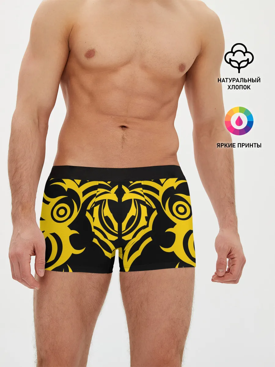 Мужские трусы боксеры / Узор жёлтый