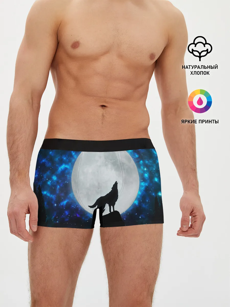 Мужские трусы боксеры / Волк воющий на луну