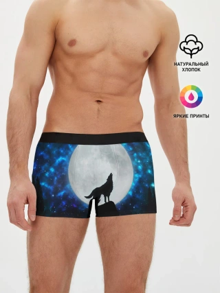 Мужские трусы боксеры / Волк воющий на луну