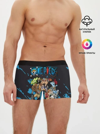 Мужские трусы боксеры / One Piece синий всплеск