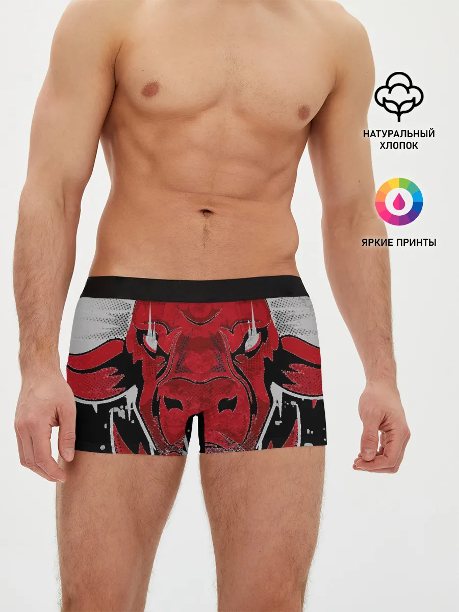 Мужские трусы боксеры / Красный бык
