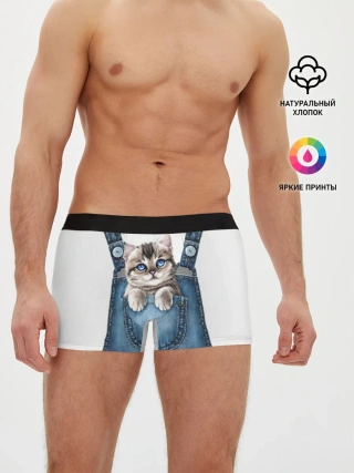 Мужские трусы боксеры / КОТЕНОК В КАРМАНЕ