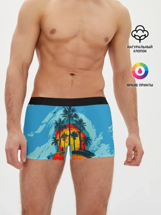 Мужские трусы боксеры / Море. Пальмы. Песок