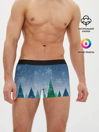 Мужские трусы боксеры / Снежинки в лесу