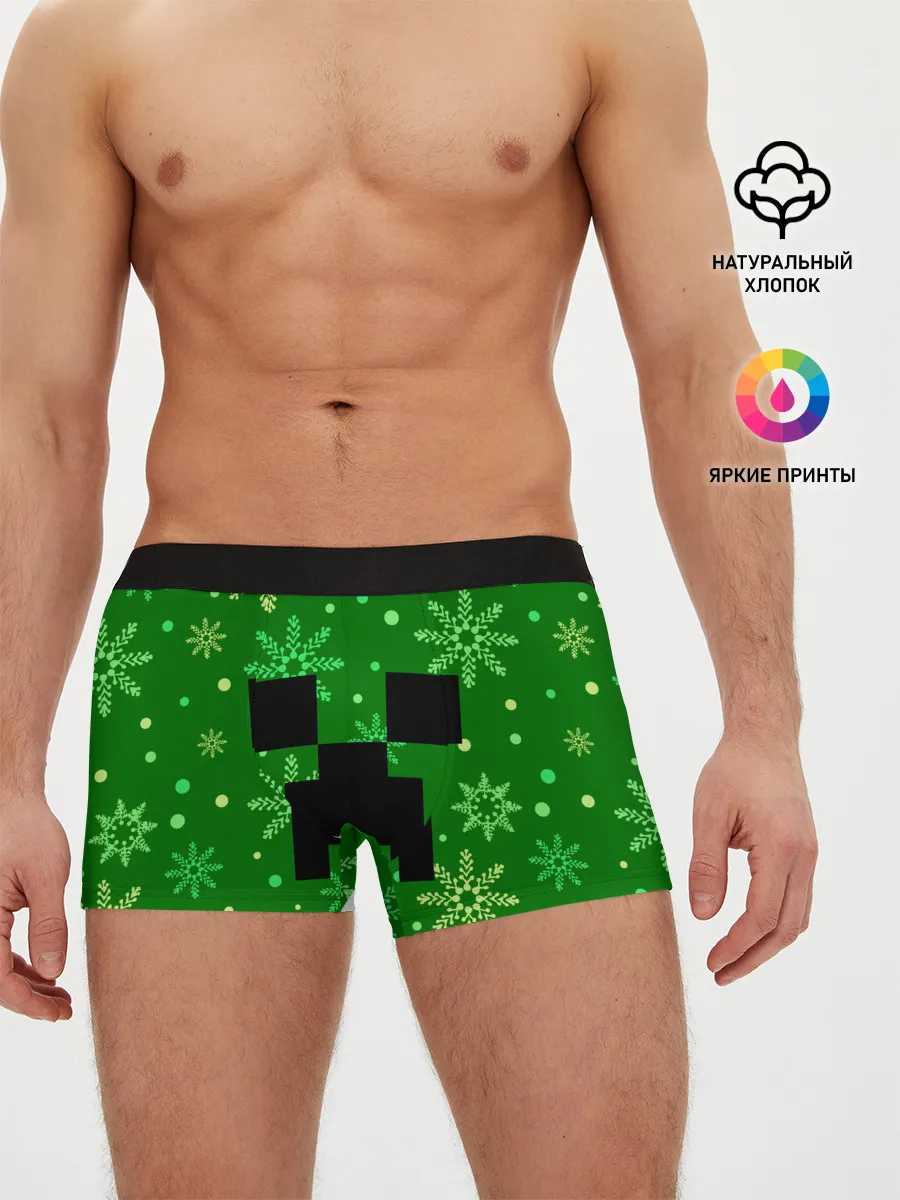 Мужские трусы боксеры / ЗИМНИЙ MINECRAFT