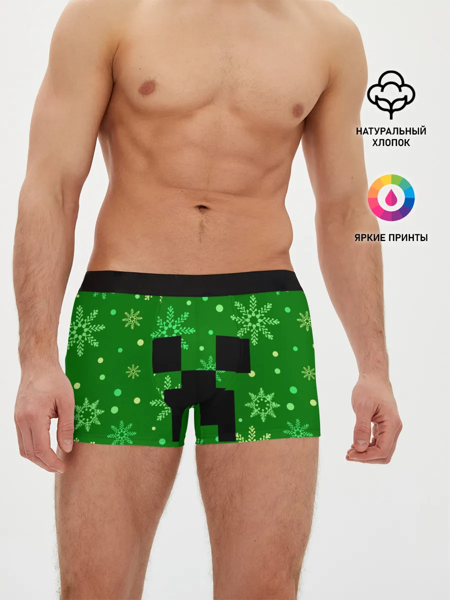 Мужские трусы боксеры / ЗИМНИЙ MINECRAFT
