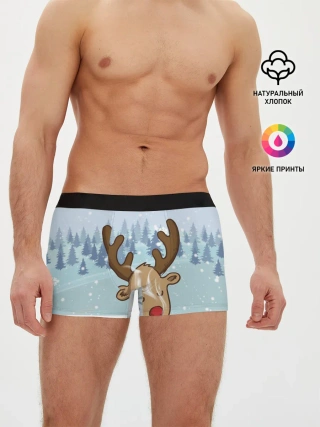 Мужские трусы боксеры / Олень с кружкой