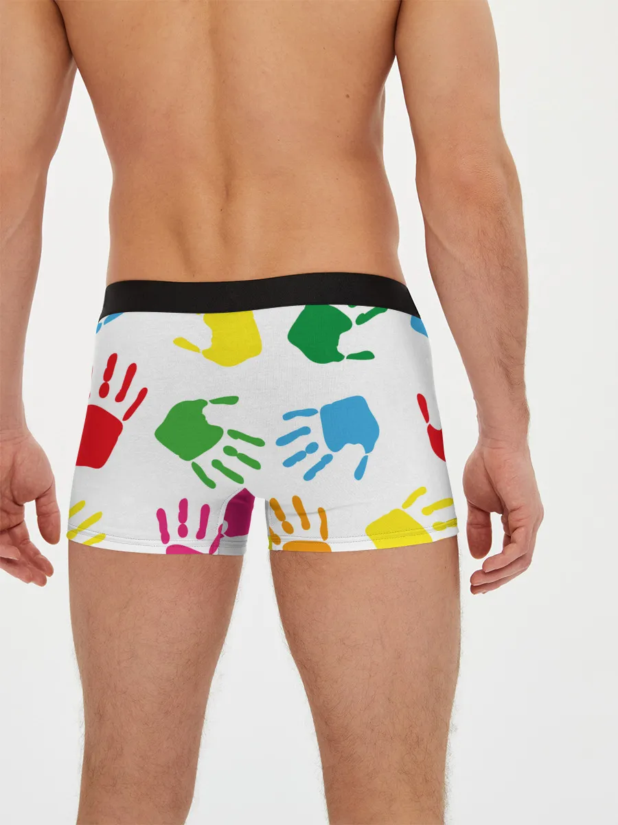 Мужские трусы боксеры / Цветные ладошки - Детский узор