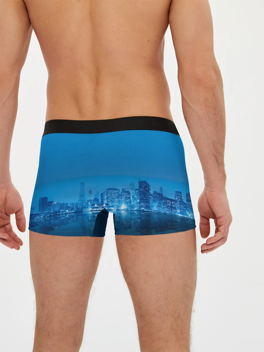 Мужские трусы боксеры / вид на ночной мегаполис