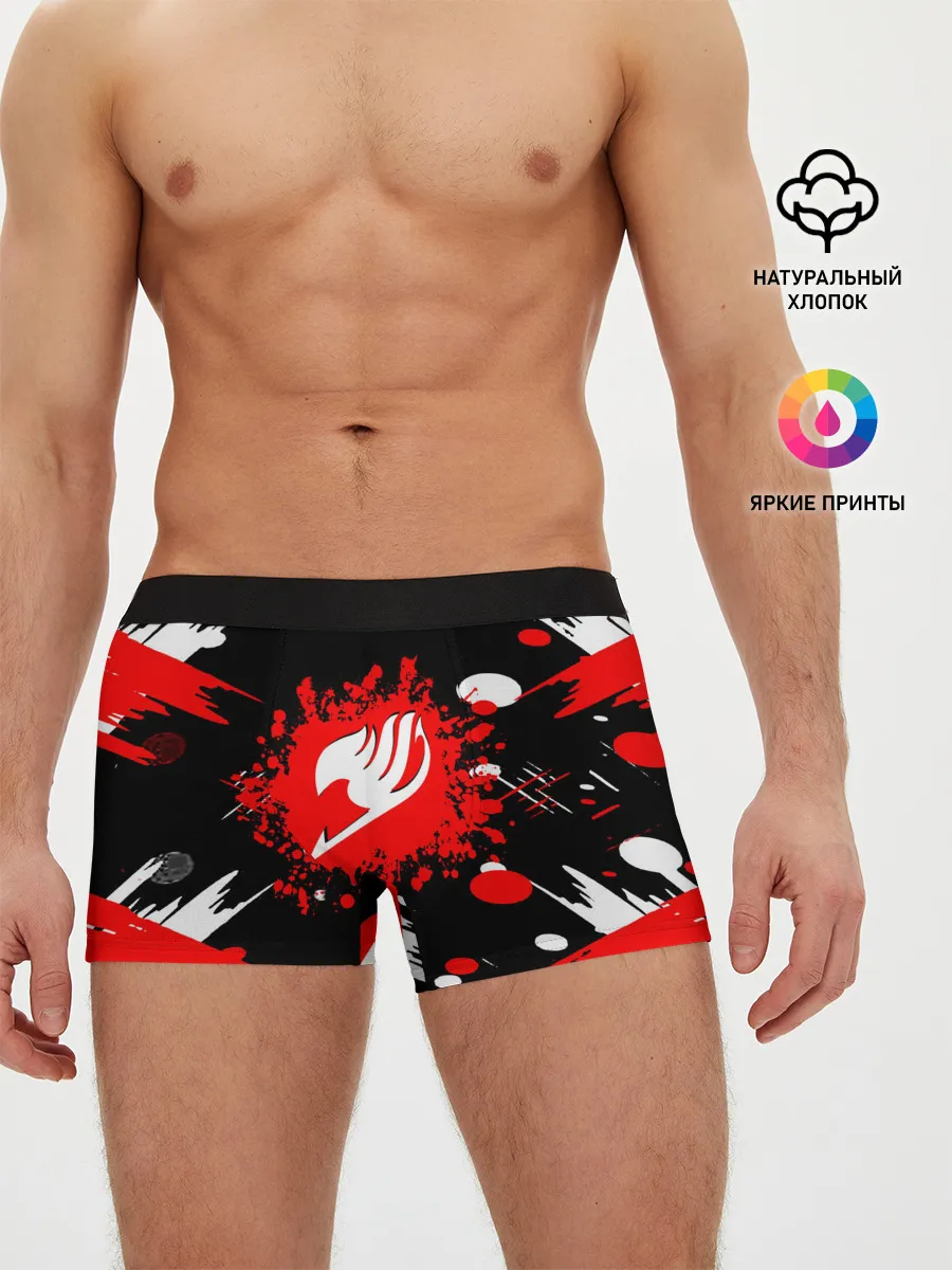 Мужские трусы боксеры / Хвост Феи красно-черная геометрия