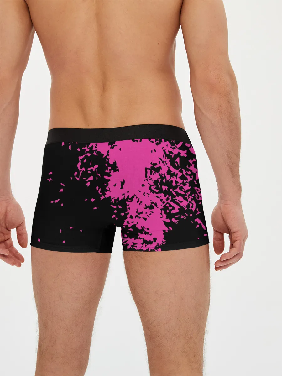Мужские трусы боксеры / Love anime розовые кляксы на черном