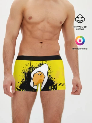 Мужские трусы боксеры / веселое яйцо на черном фоне