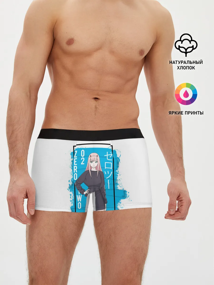 Мужские трусы боксеры / Zero Two blue back