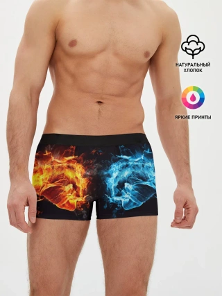 Мужские трусы боксеры / Абстракция,Инь-Ян,Огонь,Вода