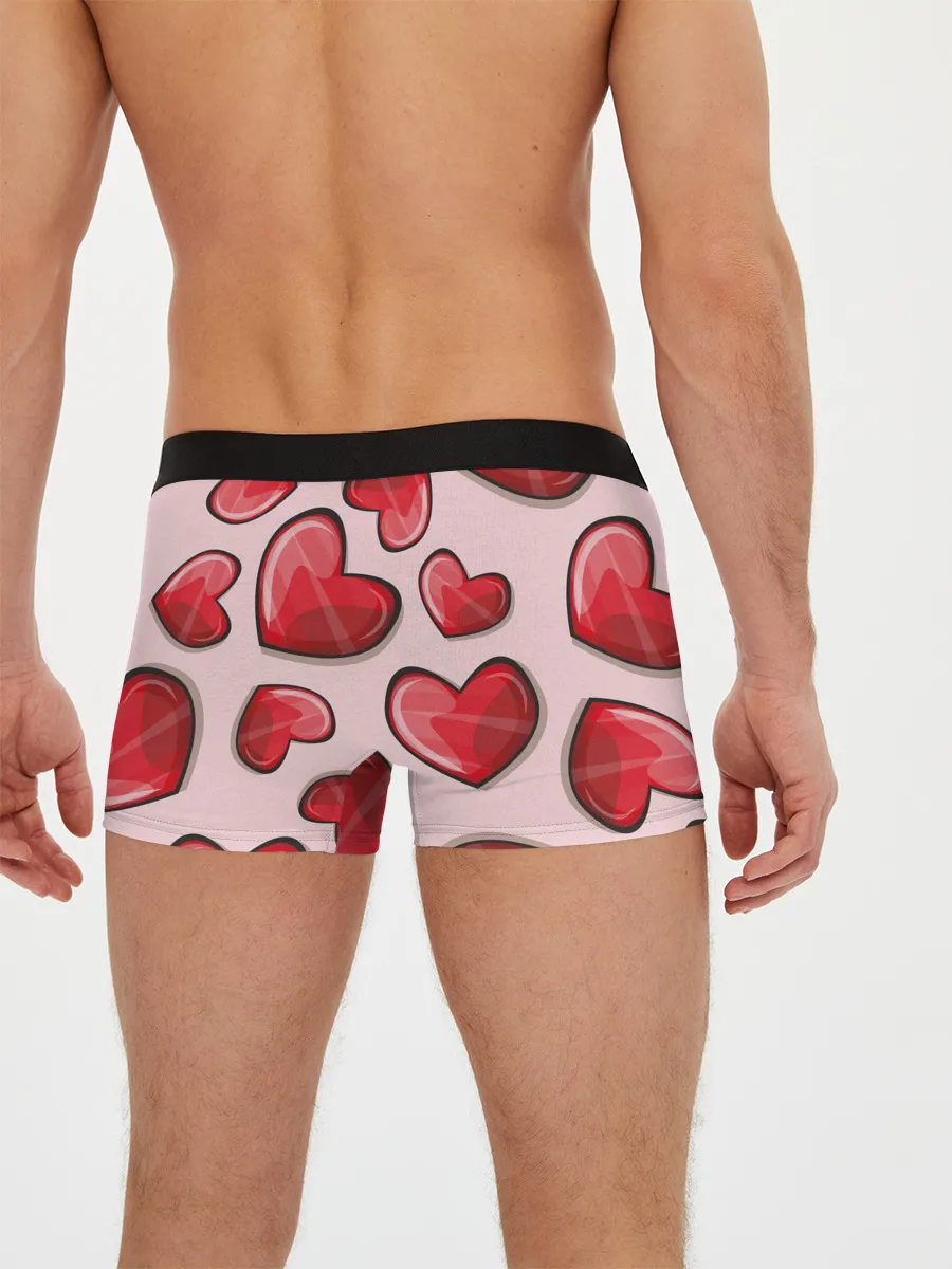 Мужские трусы боксеры / Узор Сердечки для влюбленных