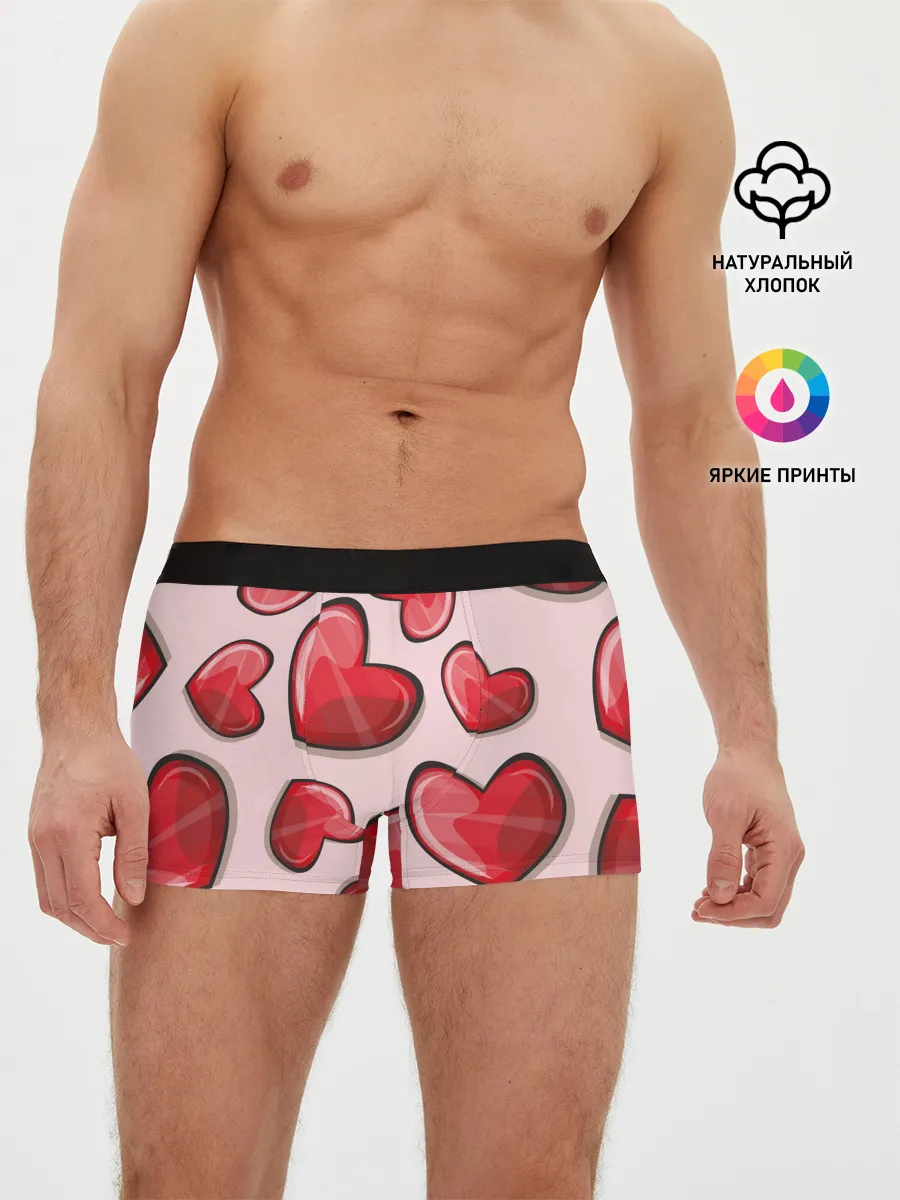 Мужские трусы боксеры / Узор Сердечки для влюбленных