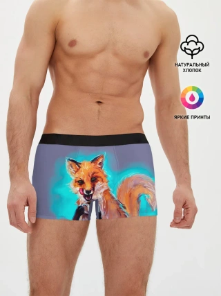 Мужские трусы боксеры / Лиса с кофе