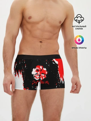 Мужские трусы боксеры / Черный Клевер с ярким красным куском